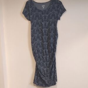 Black And Gray Fitted Isabel Maternity Dress, Abstract Pattern, Size M